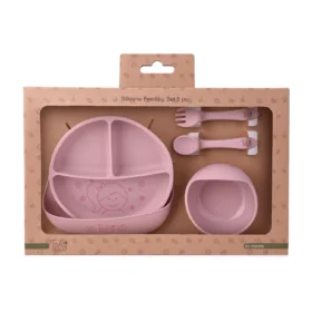 Σετ φαγητού σιλικόνης μωρού Light Pink 5τεμ. Amek Toys 097106.