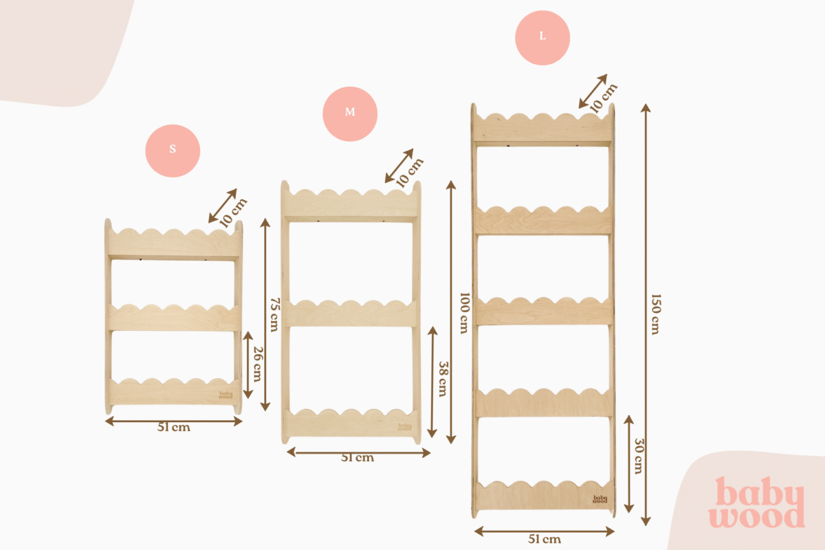 Ράφι τοίχου παιδικό Wave Natural BabyWood: ξύλινη ραφιέρα τοίχου