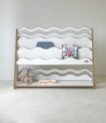 Ραφιέρα Βιβλιοθήκη Montessori Wave Large Natural BabyWood: Ξύλινη βιβλιοθήκη για παιδιά