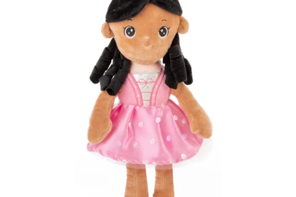 Υφασμάτινη κούκλα Amek Toys 32cm με ροζ φόρεμα και τούλι, λούτρινη παιδική.