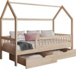Παιδικό κρεβάτι σπιτάκι Gaja από μασίφ ξύλο 90x200cm με αφαιρούμενη οροφή.