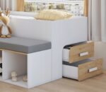 Κρεβάτι Megan 90x200cm με συρτάρια, γραφείο και κάθισμα.