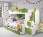 Κουκέτα Harry με σκάλα αποθήκευσης, λευκή, 90/120x200cm: πρακτική και παιχνιδιάρικη.