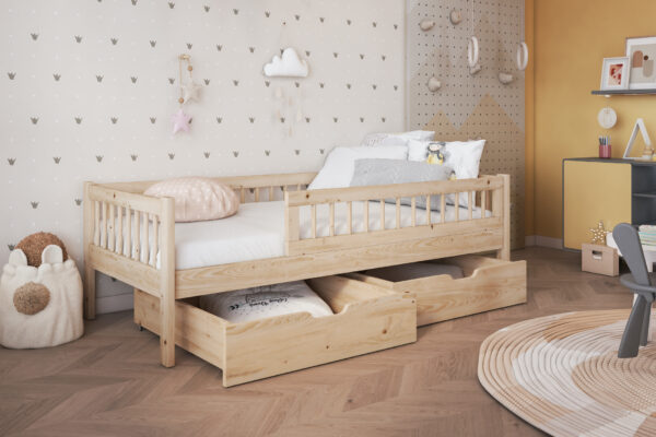 Κρεβάτι Καναπές Flores 90x200cm: παιδικός καναπές κρεβάτι με συρτάρια από μασίφ ξύλο.