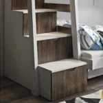 Κουκέτα Parys με σκαλοπάτια Natural & White 90/120x200cm για τρία παιδιά