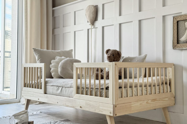 Κρεβάτι Verto Alto Duo Luletto, φυσικό ξύλο, με κάγκελο 90x200cm.