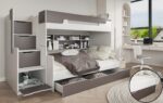 Κουκέτα Harry με σκάλα αποθήκευσης, γκρι, 90/120x200cm, δώρο έκπτωση στα στρώματα.