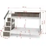 Κουκέτα Parys με σκαλοπάτια, natural & white, 90/120x200cm, ιδανική για τρία παιδιά.