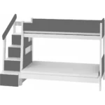 Κουκέτα Parys με σκαλοπάτια, natural και white, για τρία παιδιά.