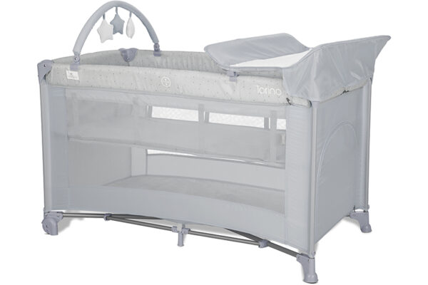 Παρκοκρέβατο TORINO 2 επιπέδων Grey Lorelli: πρακτικό και ασφαλές για το μωρό.