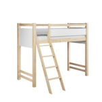 προϊόν Υπερυψωμένο κρεβάτι Vesper με σκάλα, 90x200cm, κρεβάτι μεσαίου ύψους.