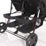 Παιδικό καρότσι διδύμων Lorelli TWIN Black+Bag, ιδανικό για δίδυμα.