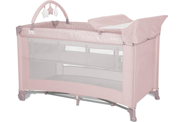 Παρκοκρέβατο TORINO 2 επιπέδων Lorelli ροζ με αλλαξιέρα.