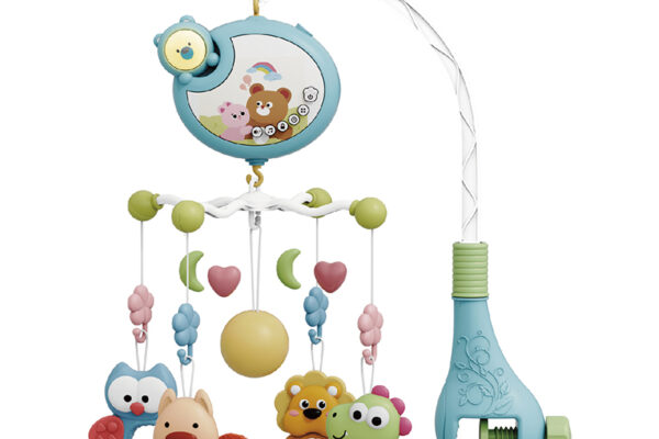 προϊόν Μουσικό κρεβατιού Cartoon Bear Blue Bebe Stars, περιστρεφόμενο παιχνίδι κούνιας.