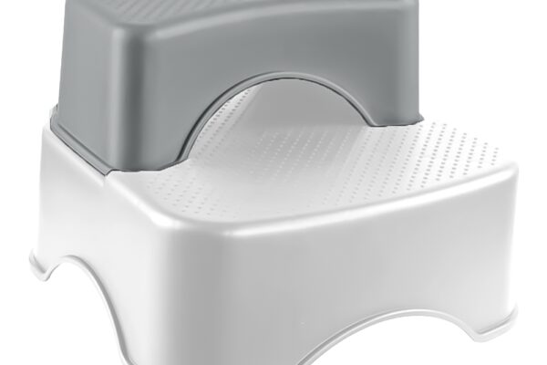 προϊόν Διπλό βοηθητικό σκαλοπάτι μπάνιου Bebe Stars: παιδικό σκαλοπατάκι γκρι χρώματος.