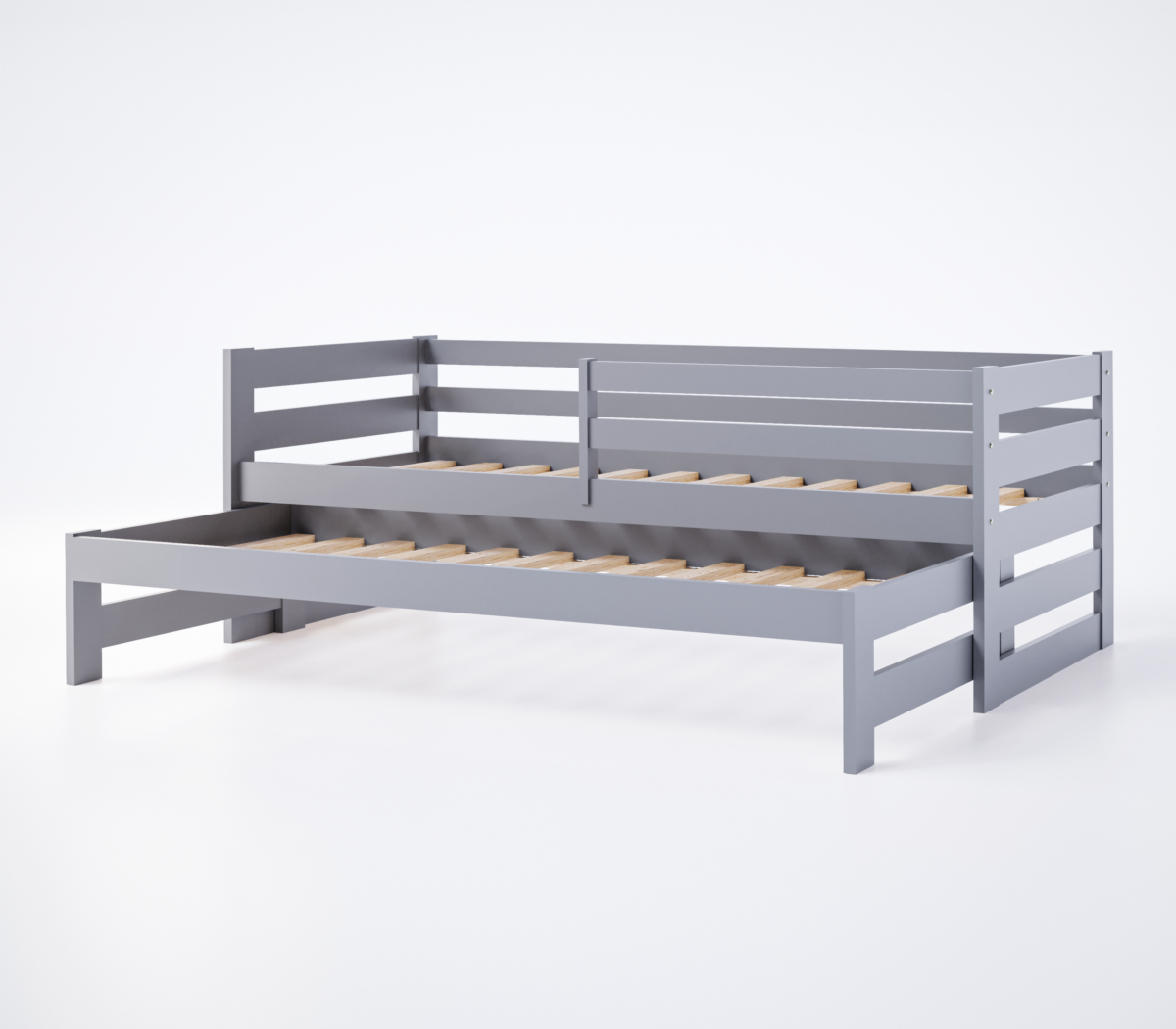 Κρεβάτι Καναπές Mateus, συρόμενο παιδικό κρεβάτι με συρτάρια, μασίφ ξύλο