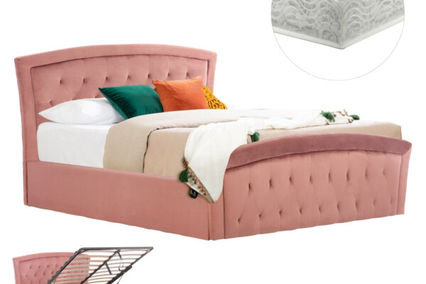 Βελούδινο κρεβάτι ODELIA 160x200cm με αποθηκευτικό χώρο και στρώμα