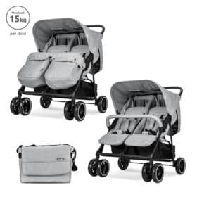 Lorelli παιδικό καρότσι διδύμων TWIN Grey+Bag, άνετο και πρακτικό.