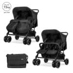 Lorelli παιδικό καρότσι διδύμων TWIN Grey+Bag, ιδανικό για δίδυμα.