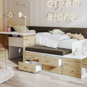 Κρεβάτι Amira με Γραφείο - Συρτάρια - Κάθισμα