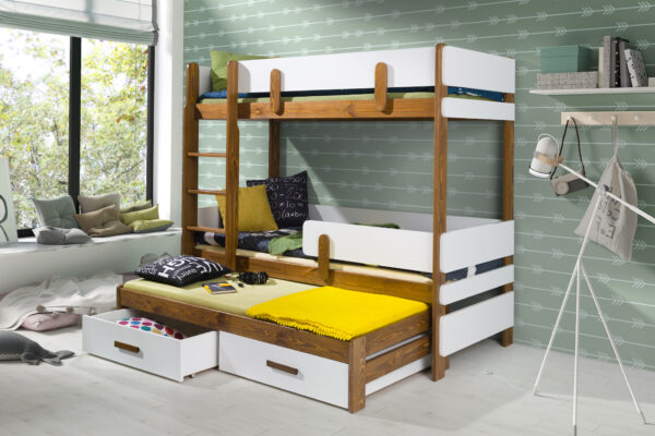 Κουκέτα Ettore με συρόμενο κρεβάτι και συρτάρια 90x200cm. Ιδανική κουκέτα με τρίτο κρεβάτι Ettore και 10% έκπτωση στα στρώματα.