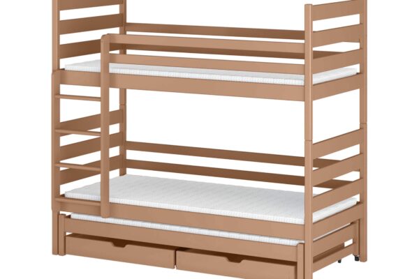 προϊόν Κουκέτα Tomi Milk Chocolate 90x200cm με συρόμενο κρεβάτι από μασίφ ξύλο