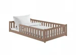 προϊόν Κρεβάτι Montessori Otis σοκολατί με κάγκελα, μασίφ ξύλο, 120x200cm.