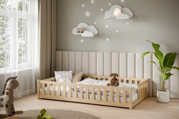 Κρεβάτι Montessori Ivy 120x200cm από μασίφ ξύλο με κάθετα κάγκελα