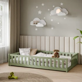 Κρεβάτι Montessori Ivy από μασίφ ξύλο Olive 120x200cm