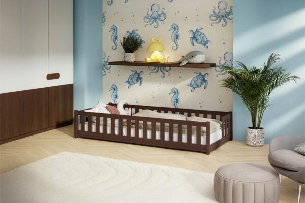 προϊόν Κρεβάτι Montessori Zoya από μασίφ ξύλο Dark Chocolate 90×200cm.