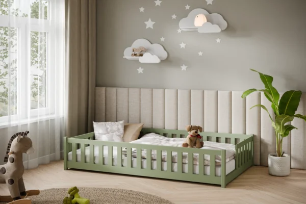 Κρεβάτι Montessori Ivy από μασίφ ξύλο Olive 120x200cm