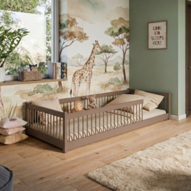 Kρεβάτι Montessori Pedro με κάθετα Κάγκελα από μασίφ ξύλο