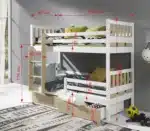 Παιδική Κουκέτα Karim με Συρτάρια: Διαιρούμενη κουκέτα από μασίφ ξύλο 90x200cm.