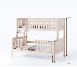 Λευκή κουκέτα Alvin μονή-ημίδιπλη από μασίφ ξύλο, διαστάσεων 90/120x200cm.