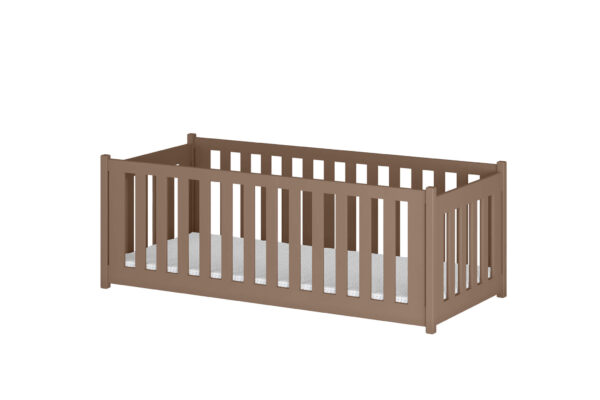 Κρεβάτι Montessori Concept με κάγκελα, μασίφ ξύλο milk chocolate 90x200cm.