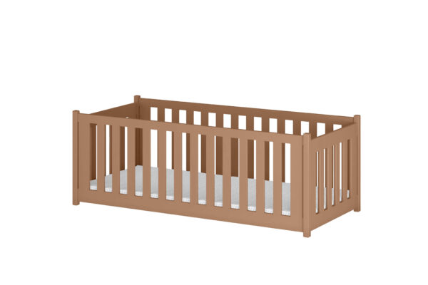 Κρεβάτι Montessori Concept με κάγκελα από μασίφ ξύλο dark chocolate.