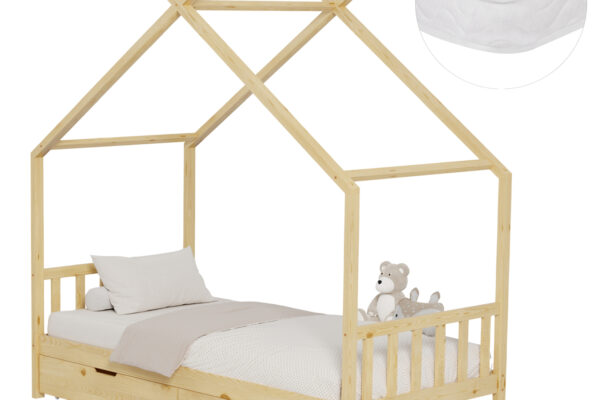 Κρεβάτι Montessori Klarice από μασίφ ξύλο Natural 90x190cm με συρτάρια