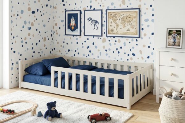 Montessori κρεβάτι Bella από μασίφ ξύλο, βαμβακερό, 90x200cm.