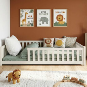 Κρεβάτι Montessori Mati από μασίφ ξύλο Cotton: ιδανικό για παιδικό δωμάτιο.