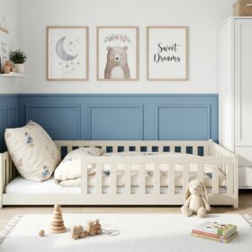 Κρεβάτι Montessori Otis από μασίφ ξύλο 120x200cm με κάθετα κάγκελα