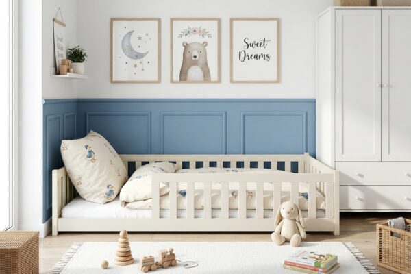 Κρεβάτι Montessori Otis από μασίφ ξύλο 120x200cm με κάθετα κάγκελα