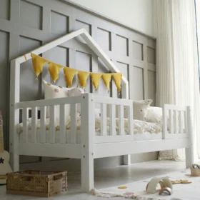 Παιδικό κρεβάτι Bali Duo Montessori Luletto, ξύλινο, με κάγκελα.