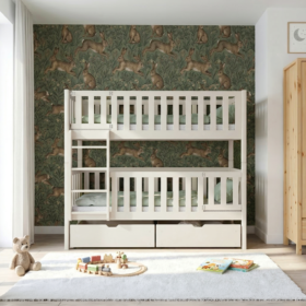 Παιδική κουκέτα Ksawery Cotton μασίφ ξύλο 80x180cm με συρτάρια