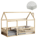 Κρεβάτι Montessori Houser από μασίφ ξύλο, με στρώμα 90x190, παιδικό κρεβάτι.