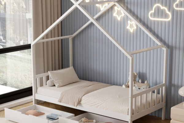 Κρεβάτι Montessori Klarice, από μασίφ ξύλο, με συρτάρια 90x190cm.