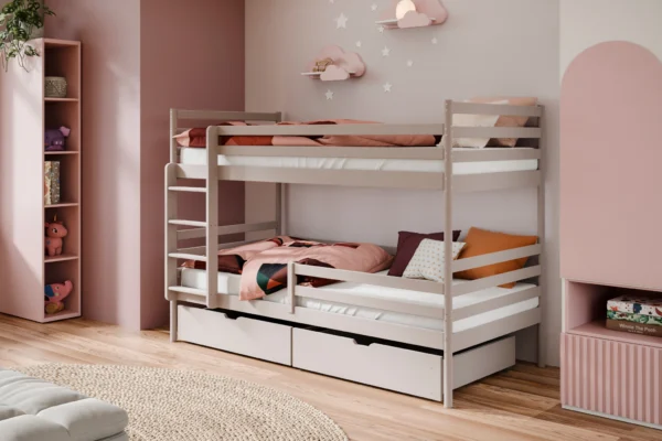 Κουκέτα Gusto Cashmere 90x200 εκ. από μασίφ ξύλο πεύκου με συρτάρια.