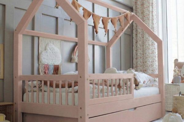 Παιδικό κρεβάτι Montessori Piola Plus Retro Pink 100x200cm Luletto.