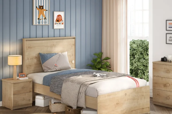 Παιδικό κρεβάτι ημίδιπλο Mocha MO-1341 USB CHARGING 120x200cm Cilek σε παιδικό δωμάτιο.