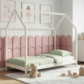 Κρεβάτι Σπιτάκι Montessori Lucky από μασίφ ξύλο Cotton 90×200cm.