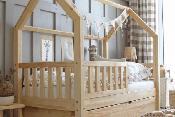 Παιδικό κρεβάτι Montessori Bianco Plus Clear Coat 100x200cm Luletto με συρτάρι.